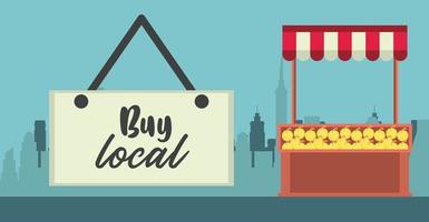 buy local poster with oranges kiosk vector