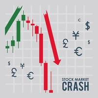 stock market crash with arrows down vector