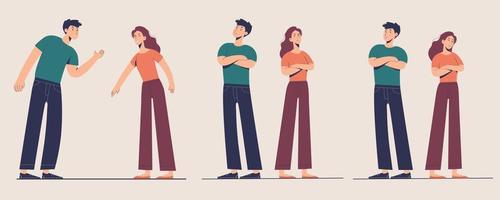 conjunto de pareja peleando. argumentos y problemas en la relación vector