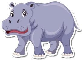 Lindo personaje de dibujos animados de hipopótamo sobre fondo blanco. vector