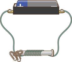 Circuit diagram with battery and screw vector