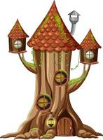 casa de árbol de fantasía dentro del tronco de árbol vector