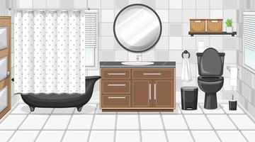 Bathroom interior with furniture in black and white theme vector