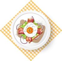 Healthy breakfast with egg bread toast vector