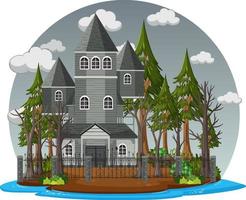 Haunted house with grey sky vector