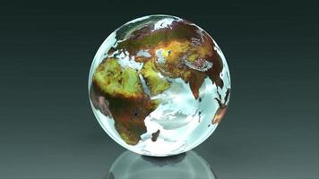 un globe terrestre en cristal tourne - boucle video