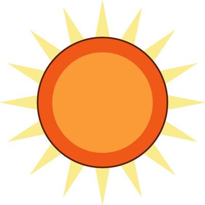 Simple sun symbol on white background