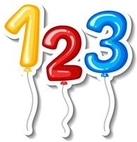 Sticker template with many number balloons vector