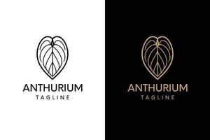 logotipo moderno de la hoja de anthurium tropical vector