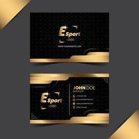 Gradient golden luxury horizontal esport business card template free vector