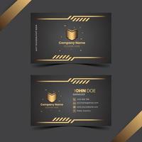 Modern professional business card template with black and gold color free vector