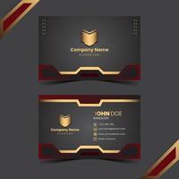 Modern professional business card template with red and gold color free vector