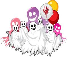 Group of white scary ghosts vector
