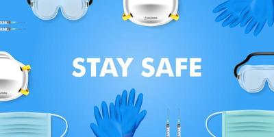 Medical kit corona virus stay safe campaign editable realistic background vector