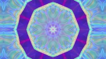 Abstract symmetrical multicolored kaleidoscope background. video