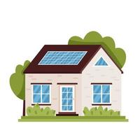 House with solar panel on roof vector