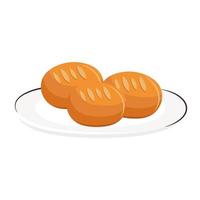 dish with delicious breads icons vector