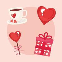 bundle of four valentines day set icons vector