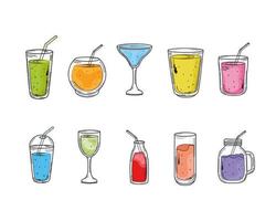 bundle of ten drinks set icons vector