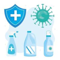 bundle of five disinfect for covid19 set icons vector