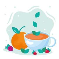 taza y frutas vector