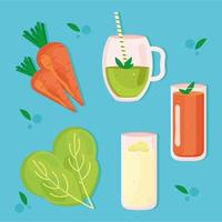 smoothies and vegetables vector