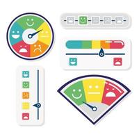 bundle of five customer satisfaction gauges and bars set icons vector