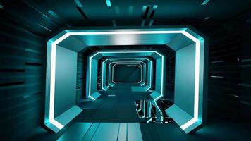 3D rendering. Abstract futuristic corridor photo