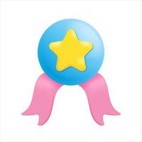 Premium quality guarantee ribbon icon with star. Quality label 3d. sticker vector illustration.
