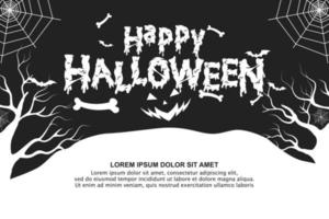 Happy Halloween Lettering With Spiderweb vector