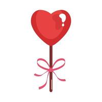 heart love romantic in stick with ribbon vector