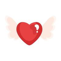 heart love with wings flying romantic icon vector