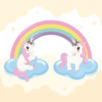 unicornios y arcoiris vector