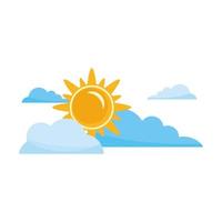 sun and clouds sky scene vector