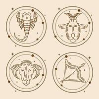 four zodiac icons vector