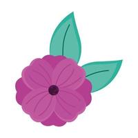 purple flower and leafs easter decoration icon vector