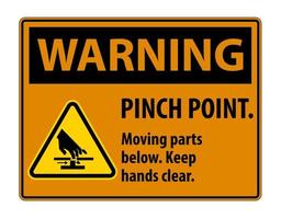 Warning Pinch Point, Moving Parts Below, Keep Hands Clear Symbol Sign Isolate on White Background,Vector Illustration EPS.10 vector