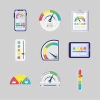 bundle of nine customer satisfaction set icons vector