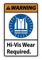 Warning Sign Hi-Vis Wear Required on white background vector