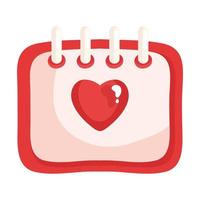 heart love romantic in calendar reminder vector