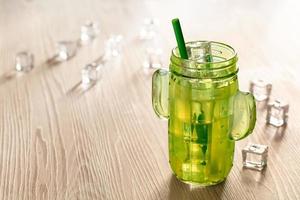 Fresh lemonade in jar ready to drink photo