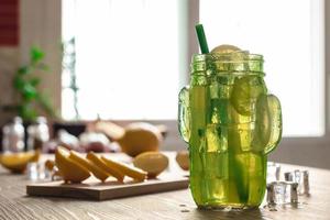 Fresh lemonade in jar ready to drink photo