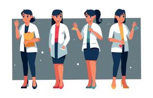 Woman And Science Laboratory Character Collection vector