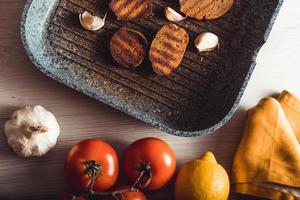 cooked seitan dishes, vegan and vegetarian food photo