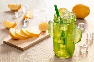 Fresh lemonade in jar ready to drink photo