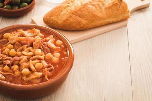 spanish callos, a typical stew with pork or beef tripe, copy space photo