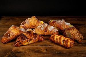 sweet croissants with mixed creams
