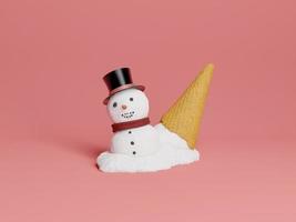 spilled snowman ice cream photo