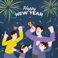 A Family Celebrating New Year Together vector