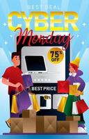 concepto de cartel de venta cyber monday vector